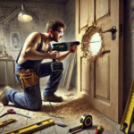 How Are Glory Holes in Bathrooms Made? Asking for a Curious Carpenter Man Drilling Hole in Door